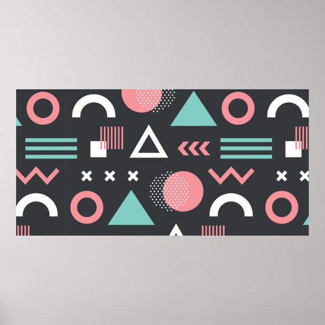 Geometrische Figuren - nahtloses Musterdesign. Vin Poster (Vorne)