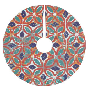 Geometrische Fliesen: ethnischer Vintager Hintergr Polyester Weihnachtsbaumdecke