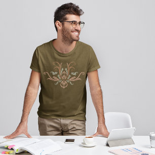 Geometrische Flora der Klasse Damast mit Zweigen T-Shirt