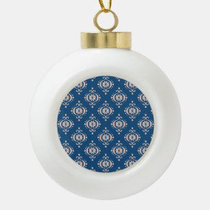 Geometrische Folklore Damaskus-Ornament der Ikat Keramik Kugel-Ornament