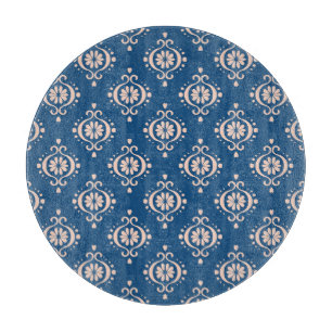 Geometrische Folklore Damaskus-Ornament der Ikat Schneidebrett