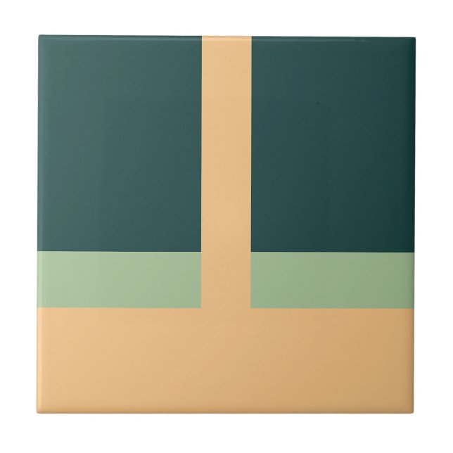 Geometrische Formen Abstrakt Art Green Apricot Far Fliese (Vorderseite)