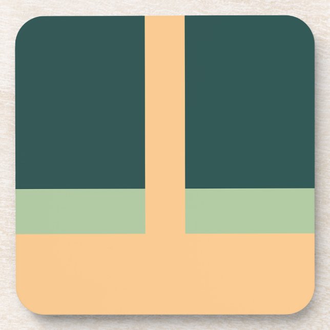 Geometrische Formen Abstrakt Art Green Apricot Far Getränkeuntersetzer (Vorderseite)
