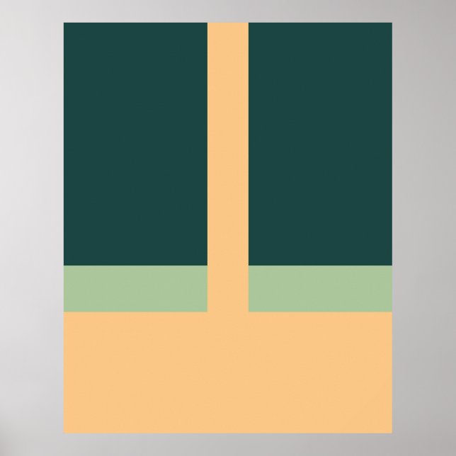 Geometrische Formen Abstrakt Art Green Apricot Far Poster (Vorne)