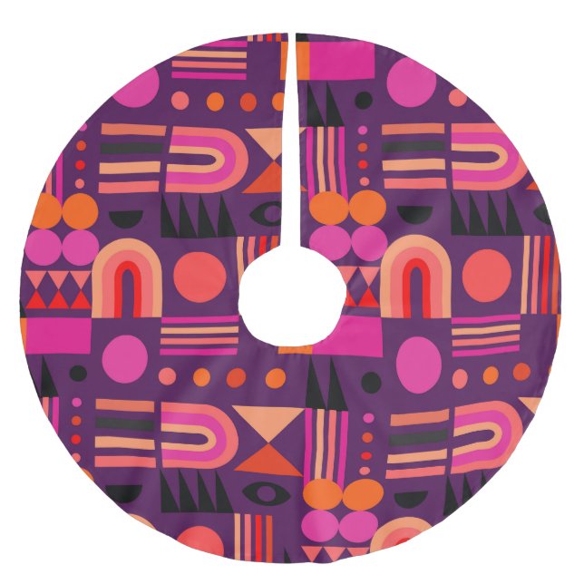 Geometrische Formen Abstrakt Nahtloses Muster. Polyester Weihnachtsbaumdecke (Vorderseite)