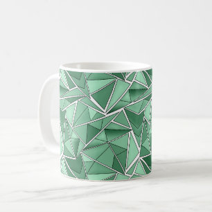 Geometrische Formen abstraktes grünes Muster  Kaffeetasse