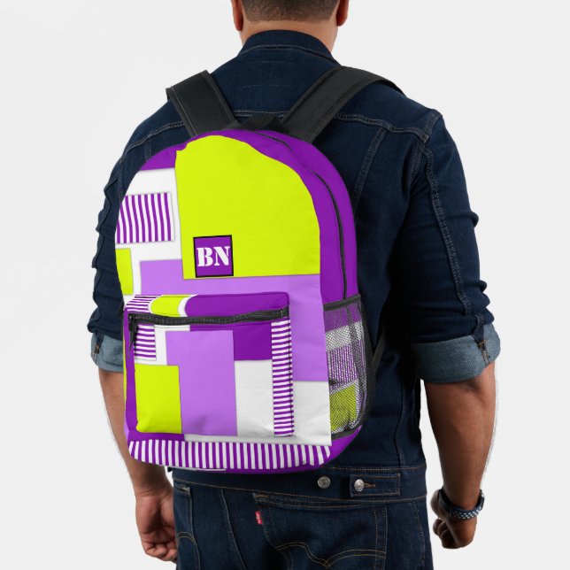 Geometrische Formen aus mehrfarbigem Papier Bedruckter Rucksack (Insitu (Modell))