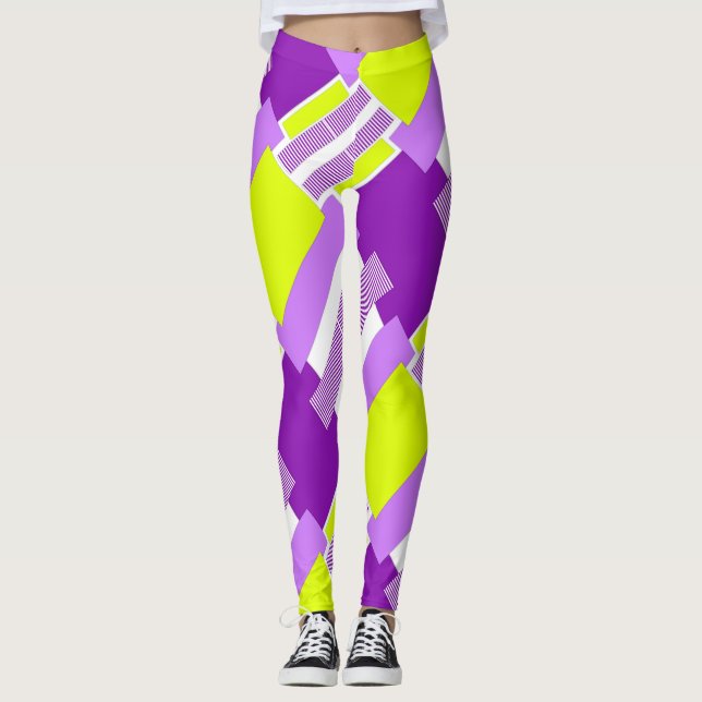 Geometrische Formen aus mehrfarbigem Papier Leggings (Vorderseite)