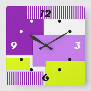 Geometrische Formen aus mehrfarbigem Papier Quadratische Wanduhr