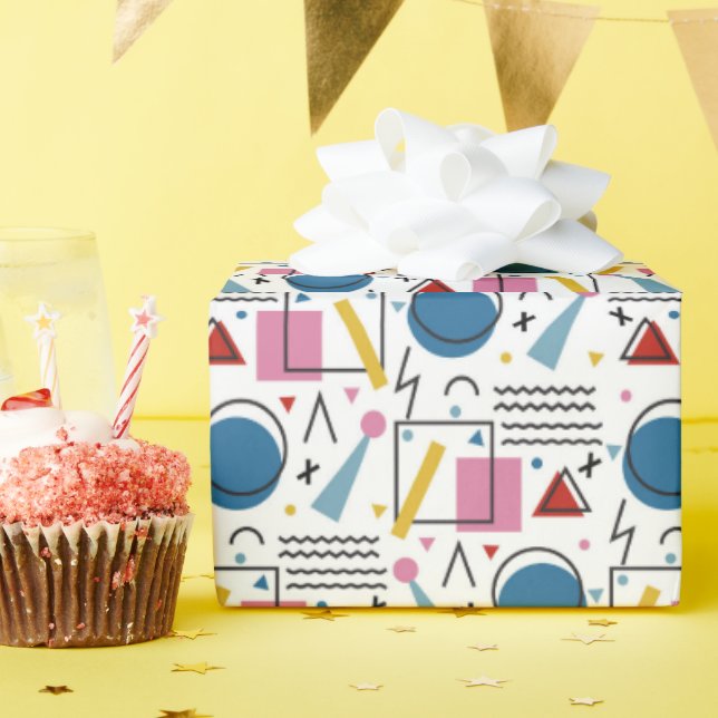 Geometrische Formen der 90er Jahre Geschenkpapier (Geburtstagsparty)