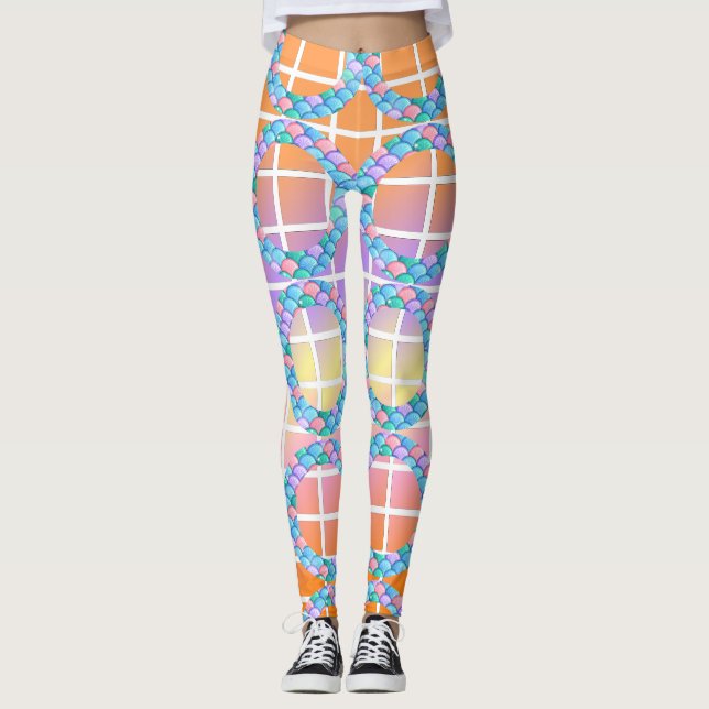 Geometrische Formen der Fischhaut Leggings (Vorderseite)