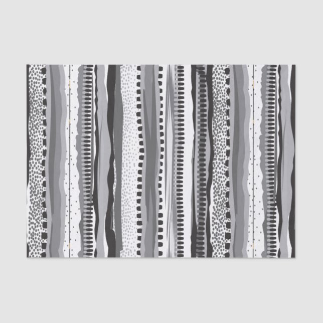 geometrische Formen der schwarz-weißen Stämme Seidenpapier (Vorderseite)