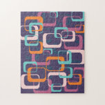 Geometrische Formen des Retro Geometric Mid Centur Puzzle<br><div class="desc">Ein lustiges Retro formt Design in einem modernen atomaren Raumzeitstil aus der Mitte des Jahrhunderts mit lila Hintergrund.</div>