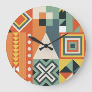 Geometrische Formen, einfacher flacher Hintergrund Große Wanduhr