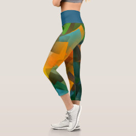 Geometrische Formen Faceted Grüntöne und YellowTon Capri Leggings