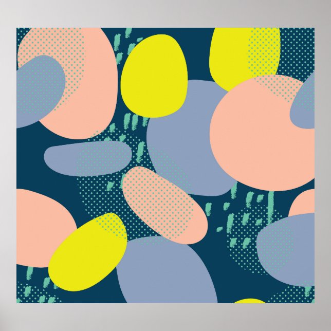 Geometrische Formen: Farbiger Stil für Memphis Poster (Vorne)