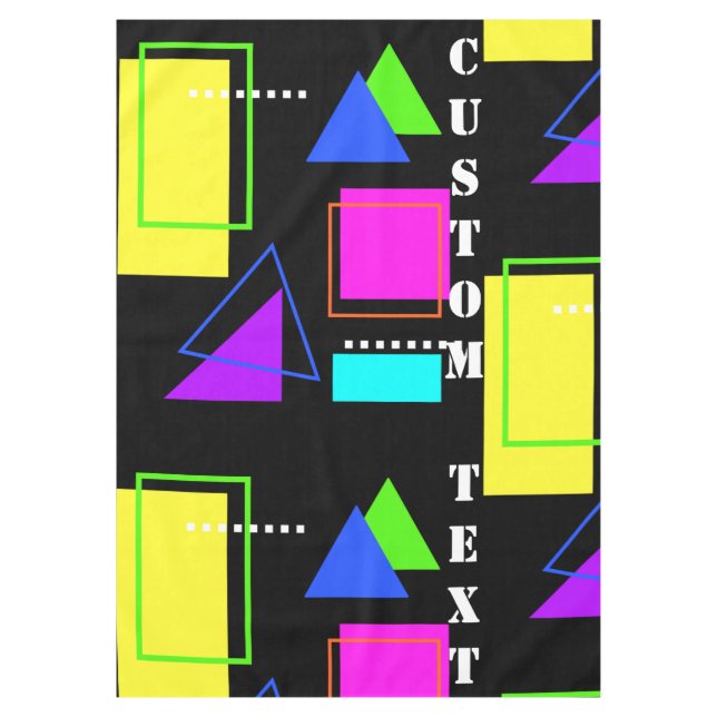 GEOMETRISCHE FORMEN GEMUSTERT NEON RETRO 80'S FASH TISCHDECKE (Vorderseite)