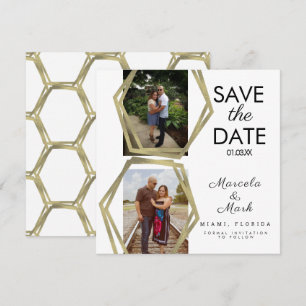 Geometrische Formen Gold Save The Dates Foto Karte