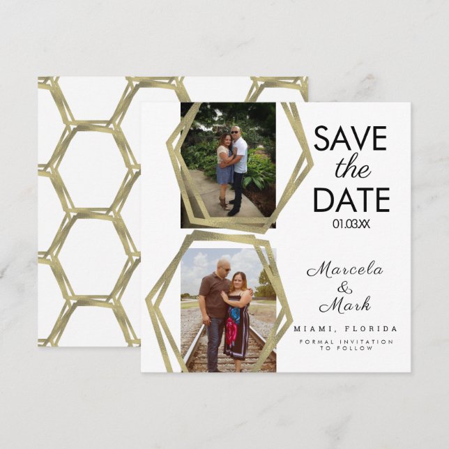 Geometrische Formen Gold speichern das Foto Daten Karte (Vorne/Hinten)