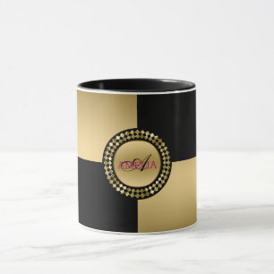 Geometrische Formen, Gold und Schwarz Tasse