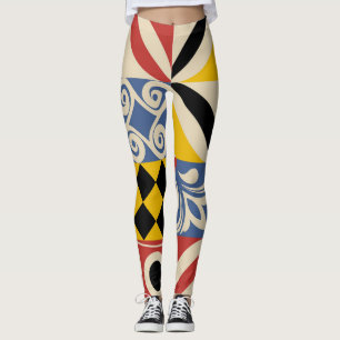 geometrische Formen im Retro: Azulejos-Fliesen. Leggings