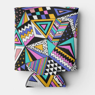 Geometrische Formen im Retro: farbenfroh Vintag. Dosenkühler