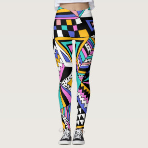 Geometrische Formen im Retro: farbenfroh Vintag. Leggings
