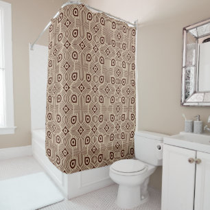 geometrische Formen in Beige und Braun Duschvorhang