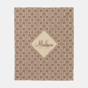 geometrische Formen in Beige und Braun Fleecedecke