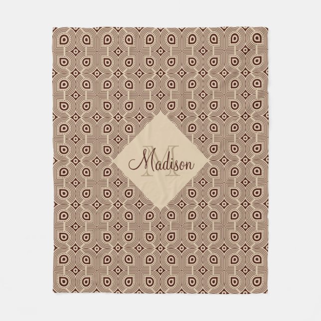 geometrische Formen in Beige und Braun Fleecedecke (Vorderseite)