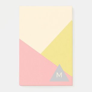 Geometrische Formen in Pastellfarben mit Monogramm Post-it Klebezettel