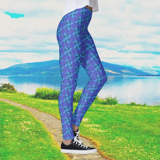 Geometrische Formen in Türkis und Blau Leggings (Von Creator hochgeladen)