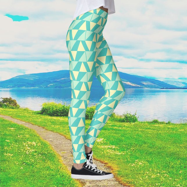 Geometrische Formen in Türkis und Gelb Leggings (Von Creator hochgeladen)