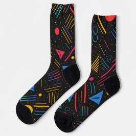 Geometrische Formen, Linien, Punkte in lebhaften F Socken