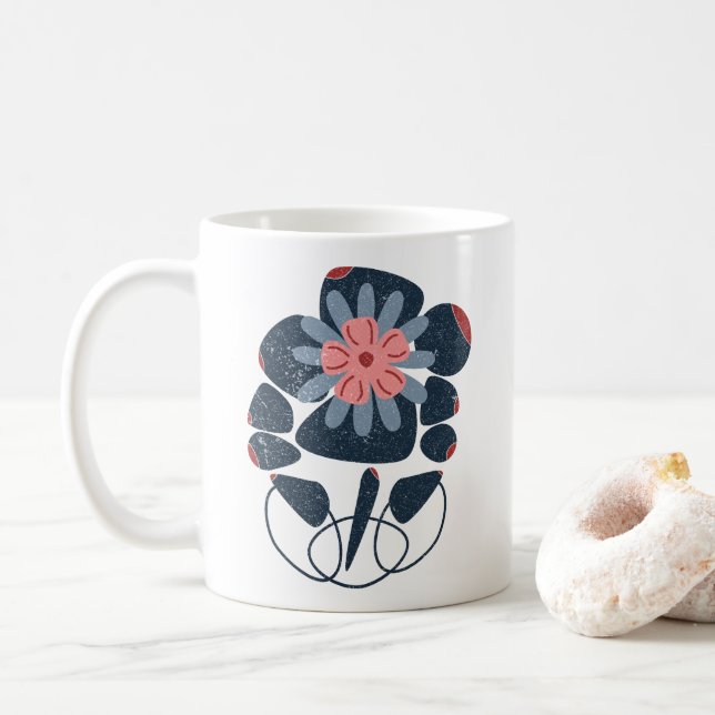 geometrische Formen mit farbiger Blume Kaffeetasse (Mit Donut)