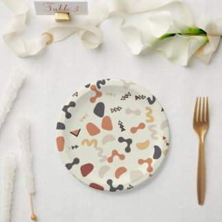 Geometrische Formen Orange Birthday Party Teller