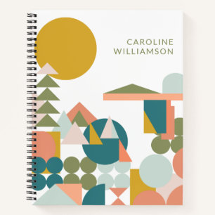 Geometrische Formen personalisierter Name Modernes Notizbuch