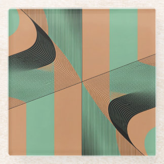 geometrische Formen retro vintage Terrakotta grün Glasuntersetzer