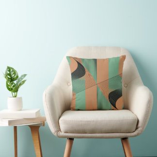 geometrische Formen retro vintage Terrakotta grün Kissen
