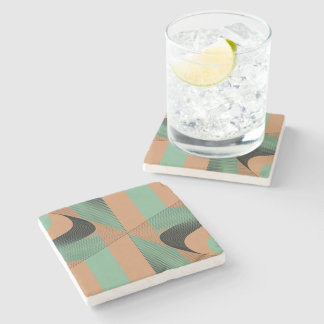 geometrische Formen retro vintage Terrakotta grün Steinuntersetzer