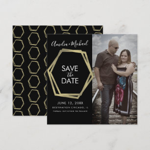 Geometrische Formen Save the Date Gold Karte