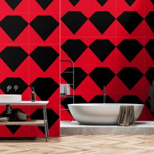 Geometrische Formen Schwarz Rot Diamant Tapete