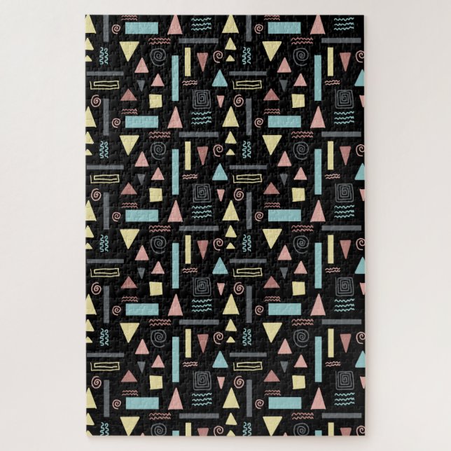 Geometrische Formen, schwarzes Muster Puzzle (Vertikal)