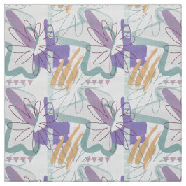 Geometrische Formen und Blume auf Weiß. Stoff