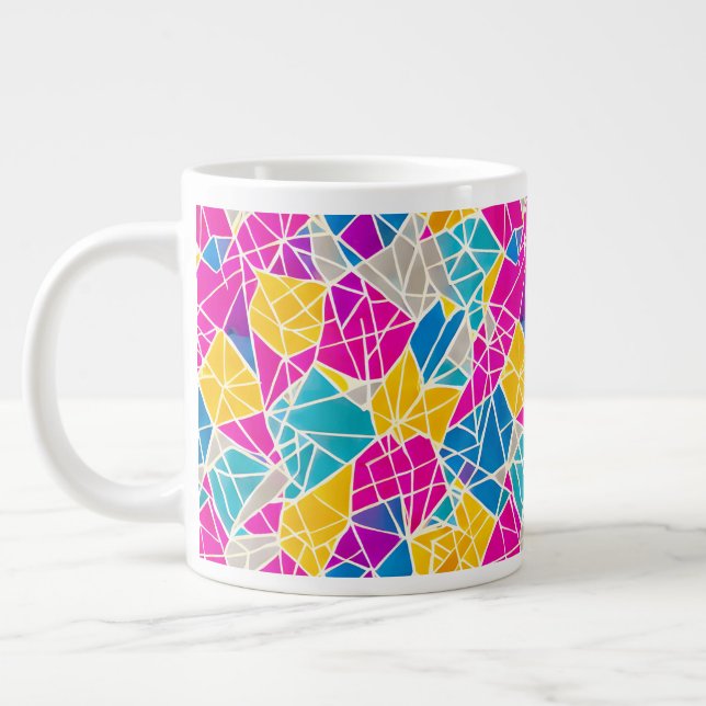 Geometrische Formen und Linien in lebendiger Farbe Jumbo-Tasse (Links)
