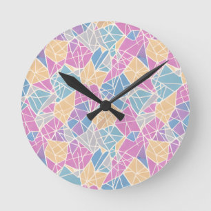 Geometrische Formen und Linien in Pastellfarbe Runde Wanduhr