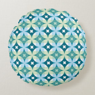 Geometrische Formen, Vintage abstrakte Tapete. Rundes Kissen