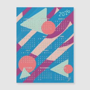 Geometrische Formen Vintage-Farben - Kalender 2026 Magnetkarte