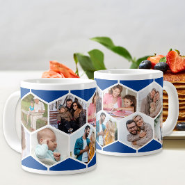 geometrische FotoCollage 9 Picture Blue Jumbo-Tasse
