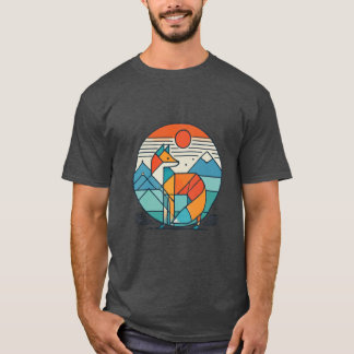Geometrische Fox-Kunst - Modernes Abstraktes Tierd T-Shirt